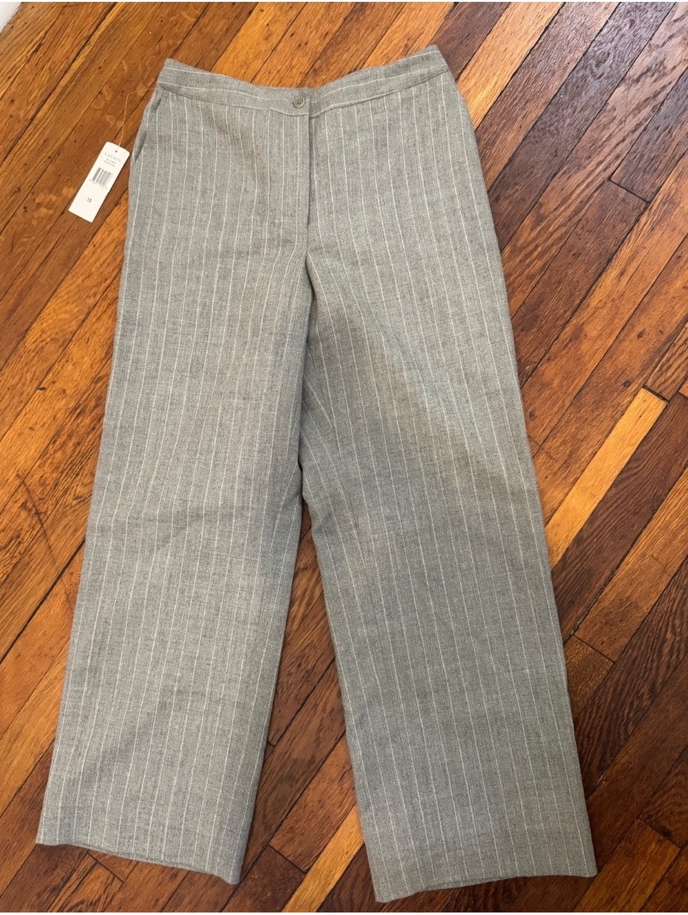 Vintage Y2K Lauren Ralph Lauren Classic Pearl Grey/White Wool Pinstripe Trouser